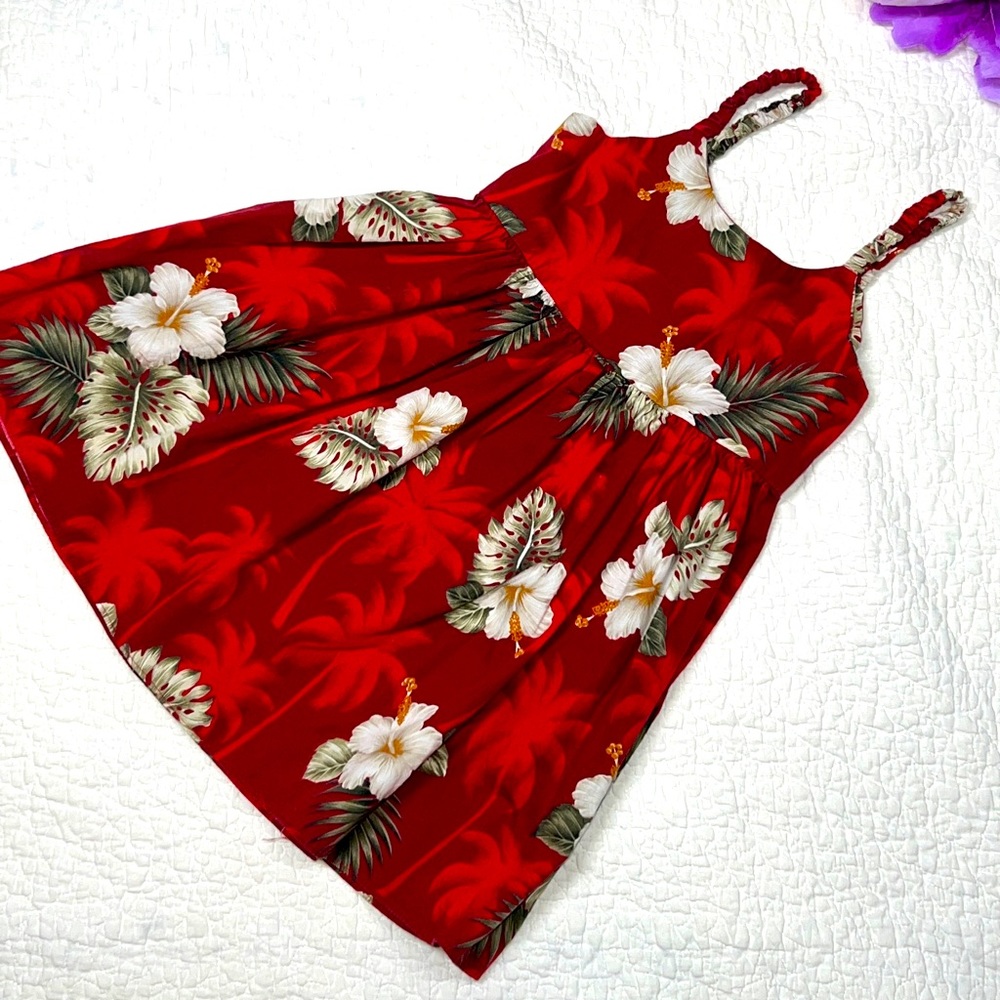 Pacific Legend Apparel Girl s Red Floral Made in Hawaii Sundress; 5-6